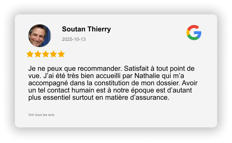 Avis Google cinq étoiles sur Abela assurances d'un client satisfait